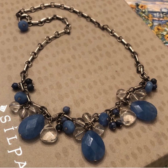 Vintage Silpada Sterling Silver Blue Quartz Sodalite and Crystal Necklace N1242 - Picture 2 of 10